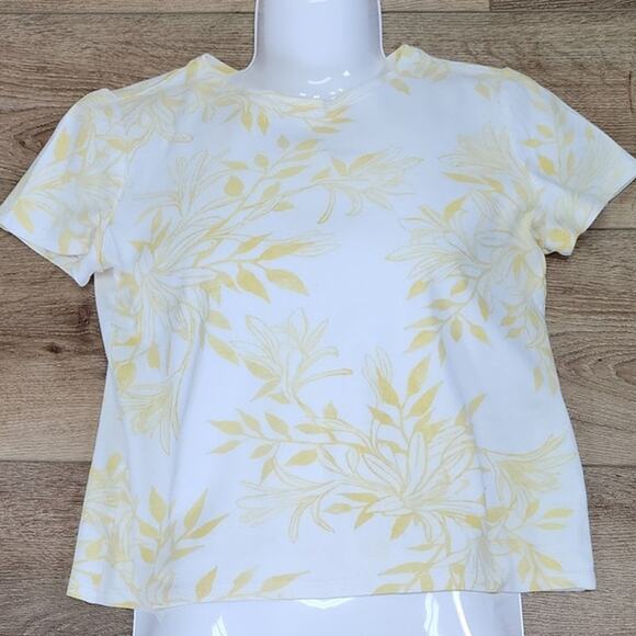 Studio Works Yellow and White Hibiscus Floral Blouse Women's size Small - Picture 4 of 12